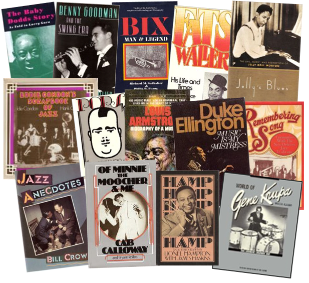 Covers of several big band and jazz books in Harry Brabec's collection