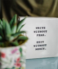 photo featuring two quotes; Write Without Fear. Edit Without Mercy.