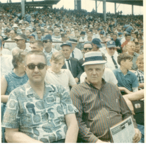 Harry Brabec and Bill Schaumburg at a Cubs ball game in the 70s