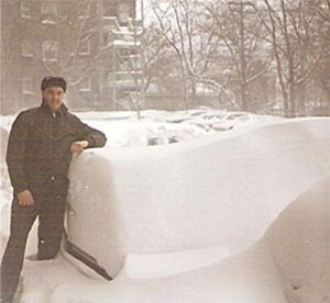 Photo pictures Harry Brabec during Chicago blizzard of 1967