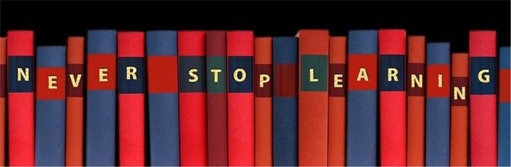 graphic that says Never Stop Learning
