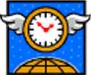 graphic of a flying clock
